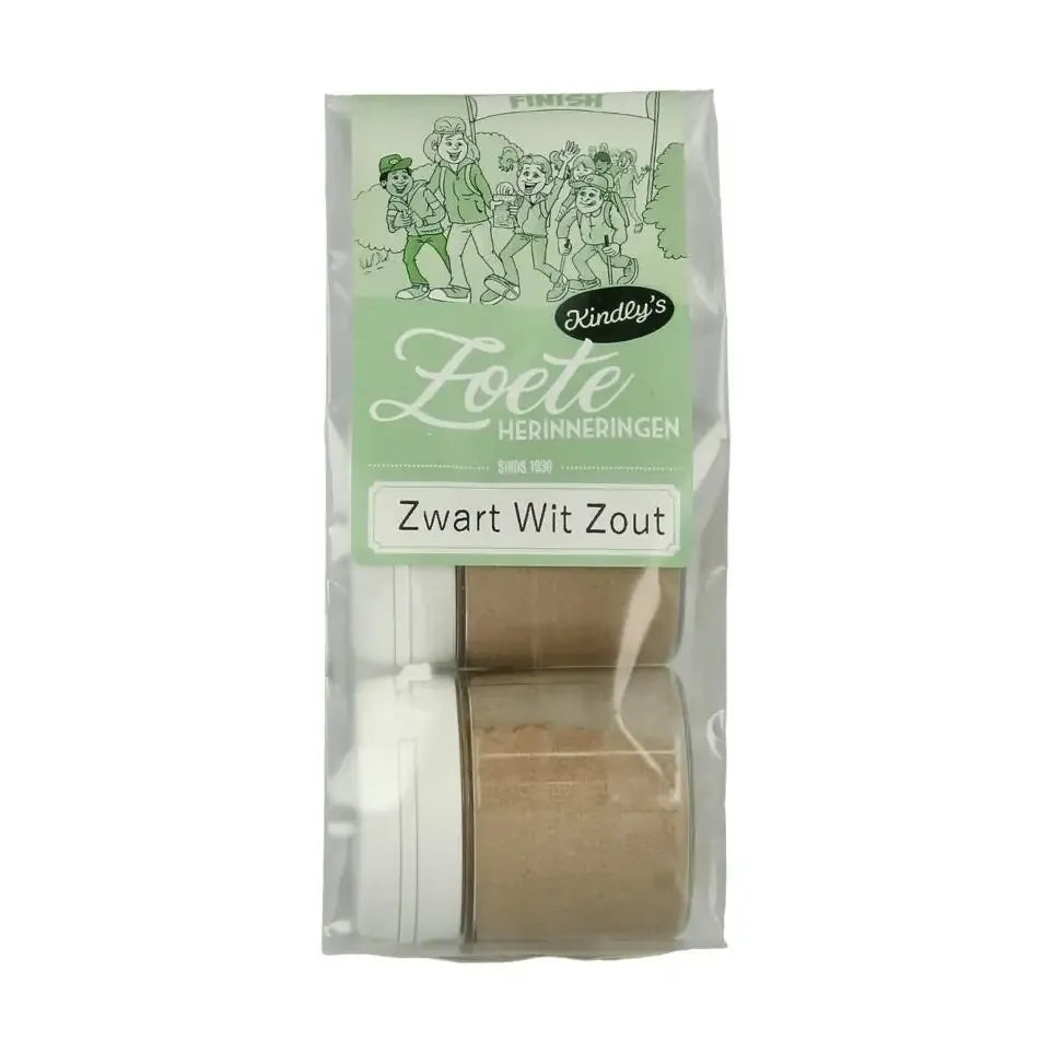 Kindly's Zwart wit potjes zout 30 gram 2 stuks