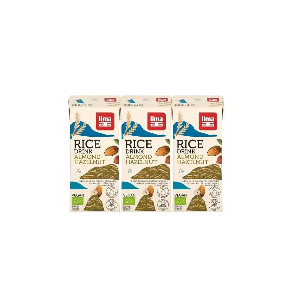 Lima Rice drink hazelnoot-amandel 200 ml biologisch 3 stuks