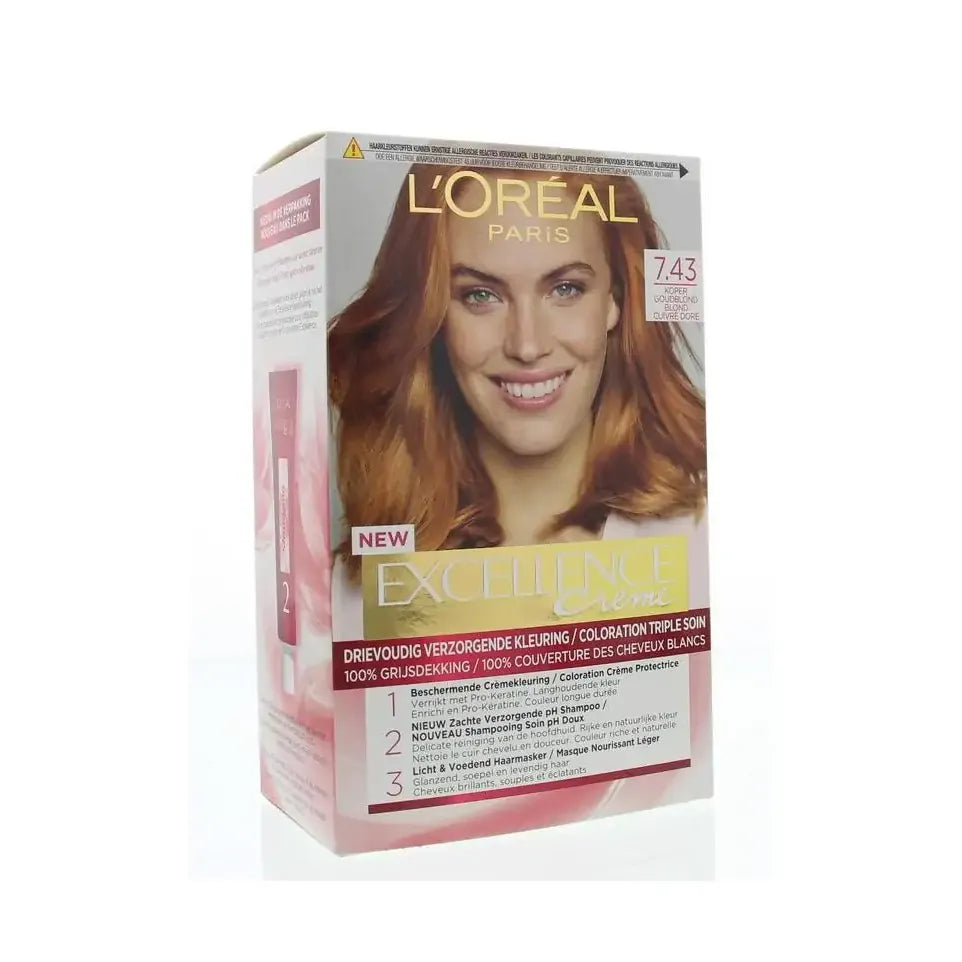 Loreal Excellence 7.43 koper goudblond