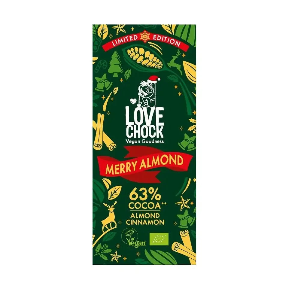Lovechock Merry almond 63% biologisch 70 gram