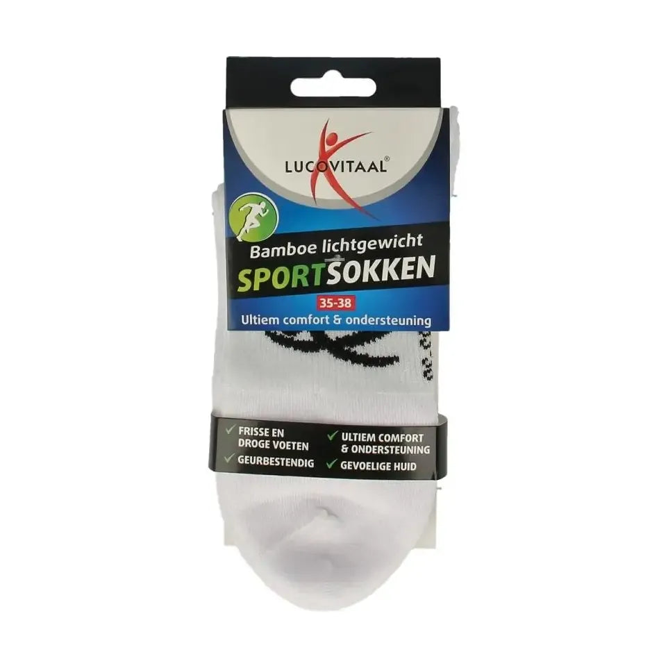 Lucovitaal Sportsok bamboe wit 35-38 1 paar