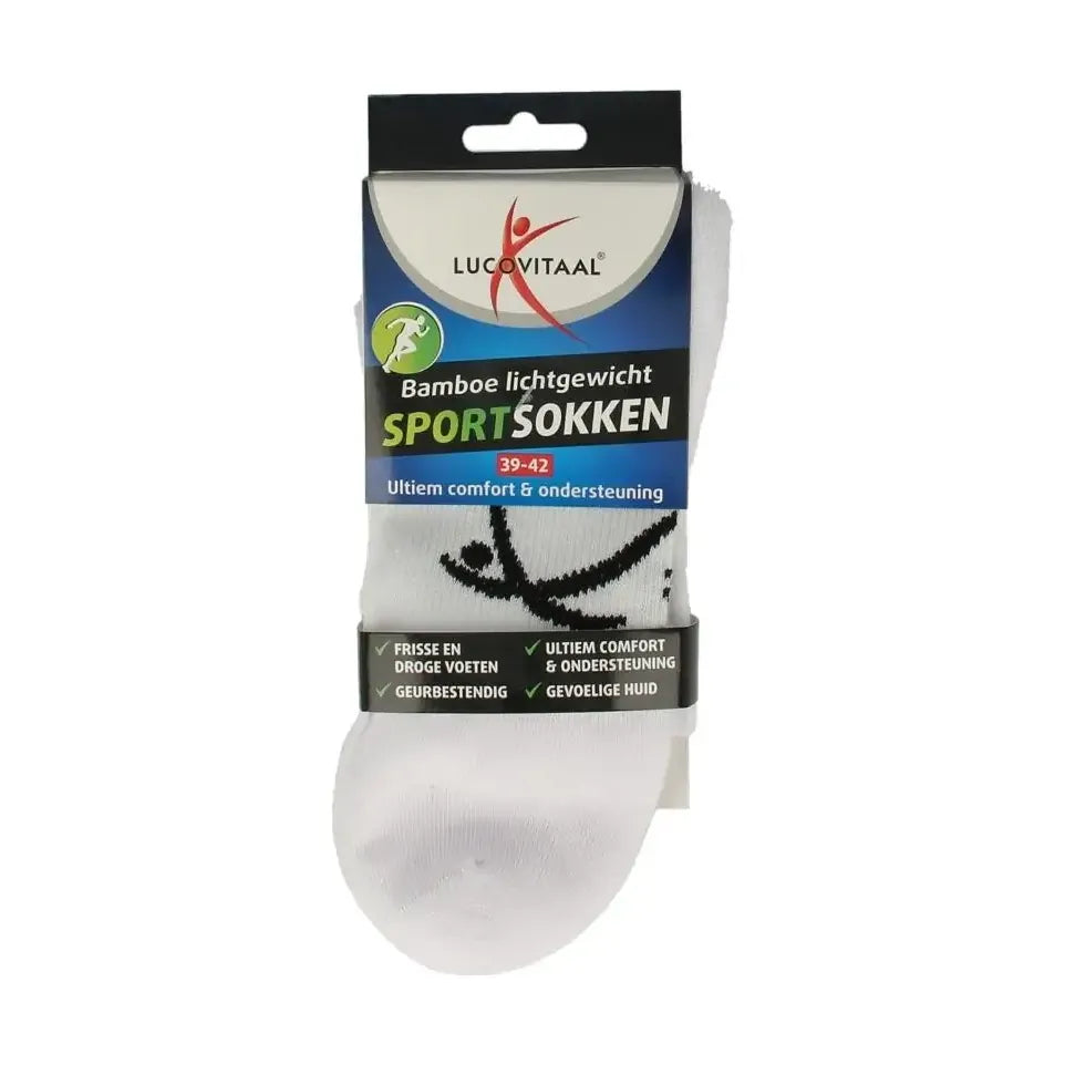 Lucovitaal Sportsok bamboe wit 39-42 1 paar