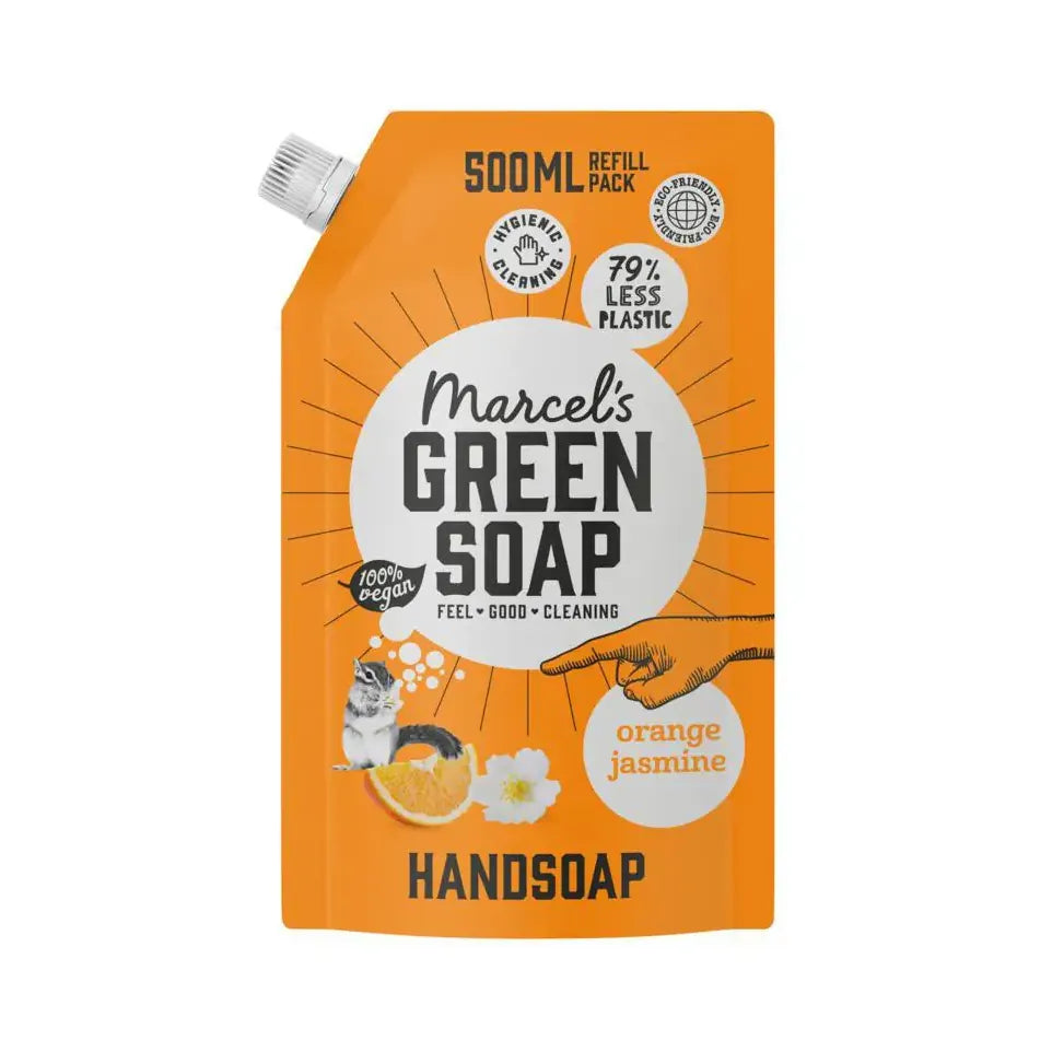 Marcels Green Soap Handzeep sinaasappel & jasmijn navul 500 ml