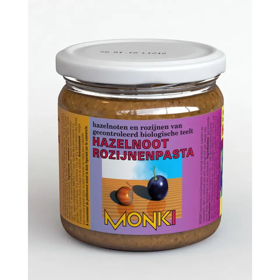 Monki Hazelnoten-rozijnenpasta 330 gram