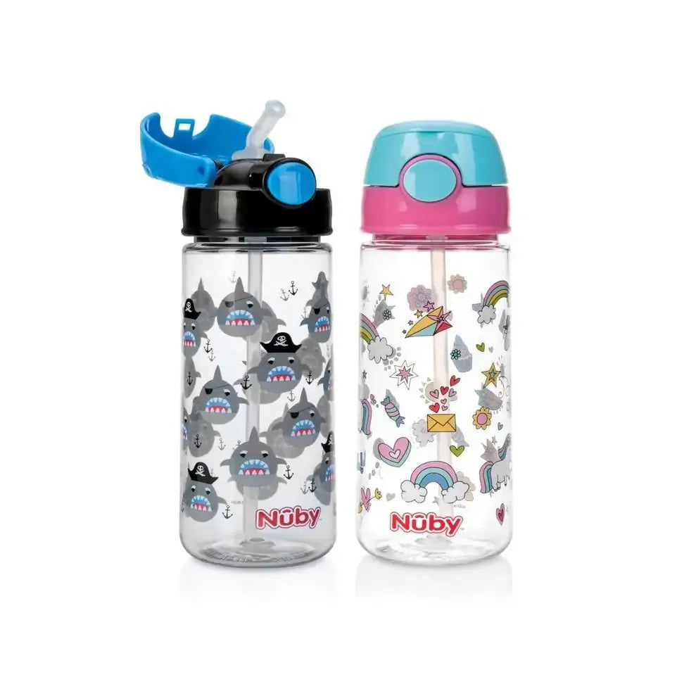 Nuby Beker met zacht rietje drukknop 530 ml 3-4 jaar