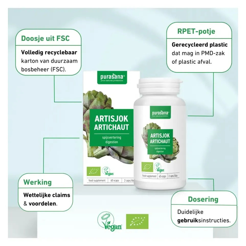 Purasana Artisjok extract bio 60 vcaps
