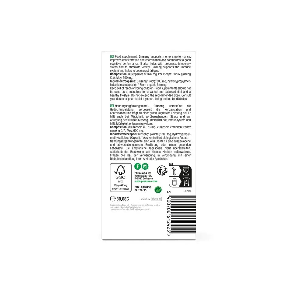 Purasana Ginseng 80 vcaps