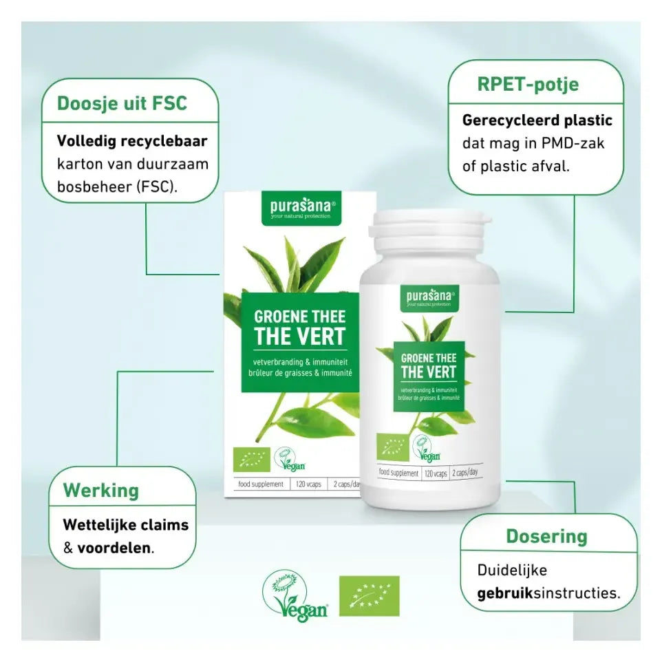 Purasana Bio groene thee 120 vcaps