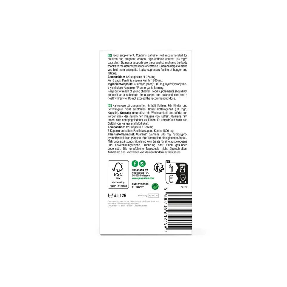 Purasana Guarana 120 vcaps