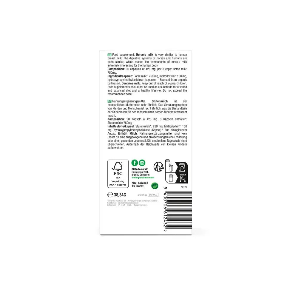 Purasana Paardenmelk 90 vcaps