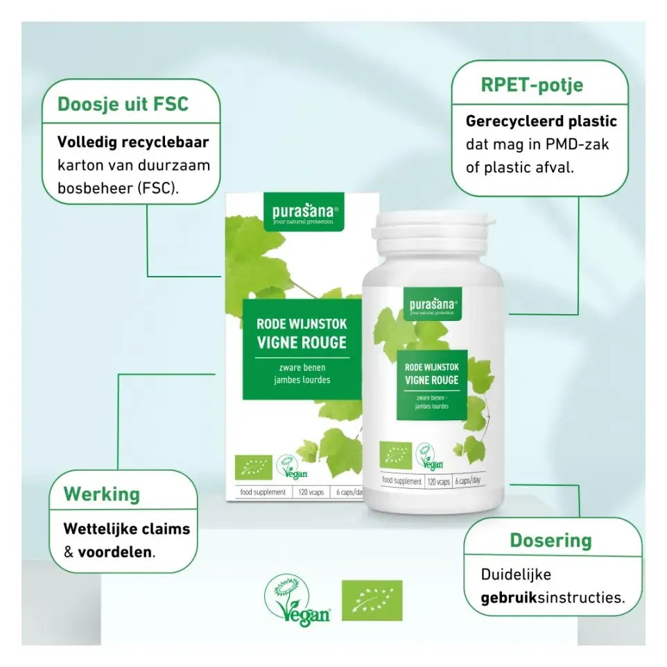 Purasana Rode wijnstok 120 vcaps