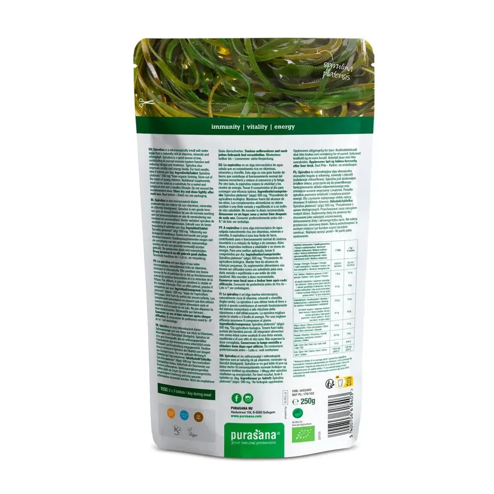 Purasana Bio spirulina 500 mg 500 tabletten
