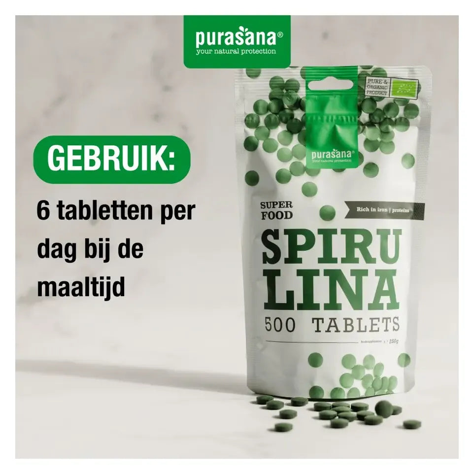 Purasana Bio spirulina 500 mg 500 tabletten