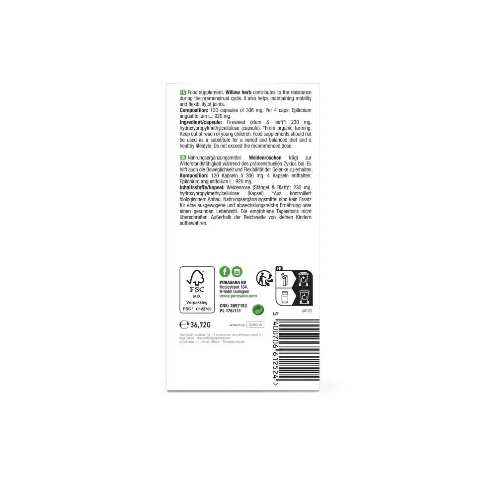 Purasana Wilgenroosje 120 vcaps