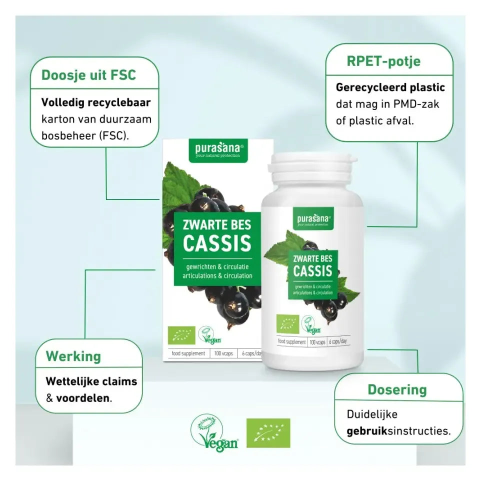 Purasana Bio zwarte bes 300 mg 100 vcaps