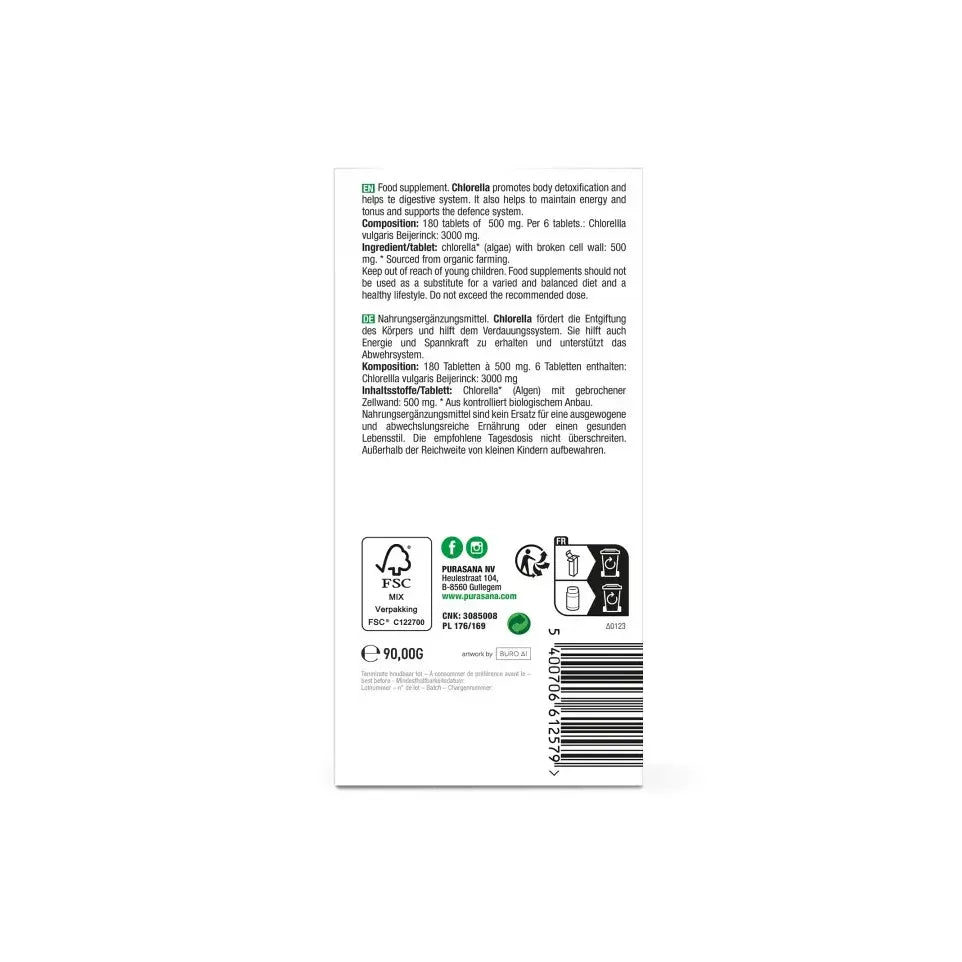 Purasana Chlorella 180 tabletten