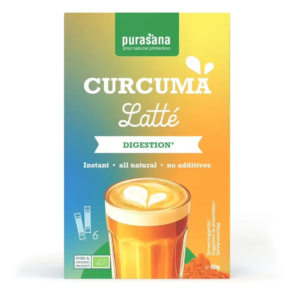 Purasana Latte curcuma 6 sachets biologisch 60 gram
