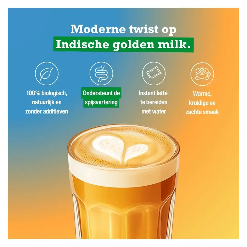 Purasana Latte curcuma 6 sachets biologisch 60 gram