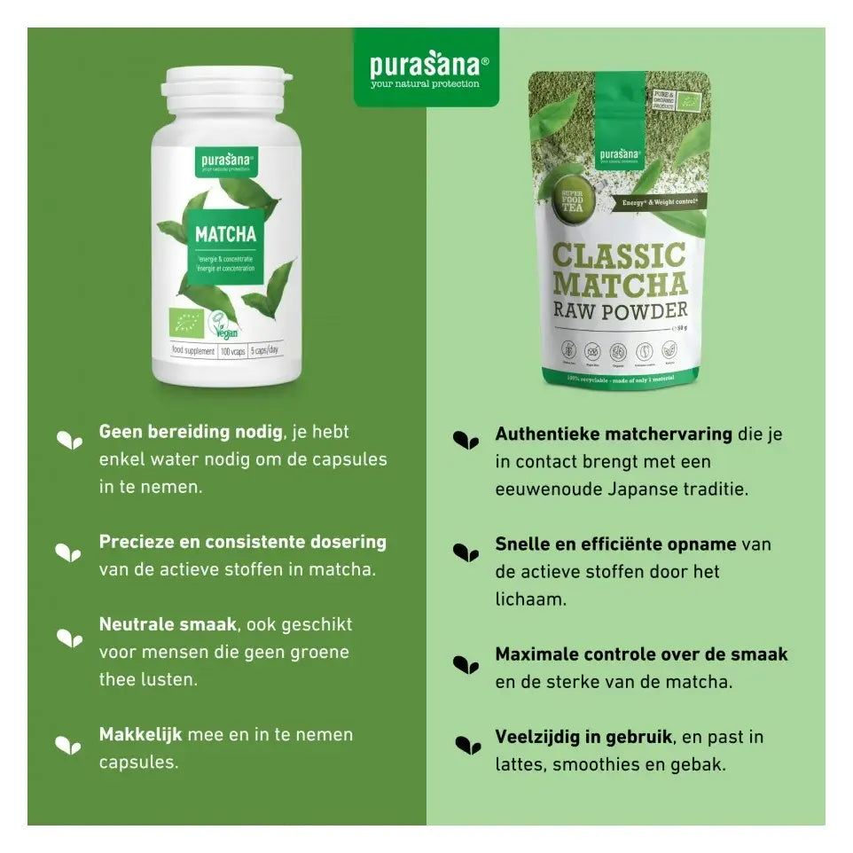 Purasana Matcha 280 mg biologisch 100 vcaps