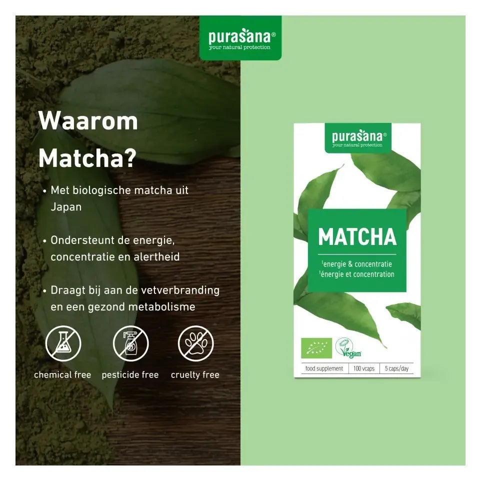 Purasana Matcha 280 mg biologisch 100 vcaps
