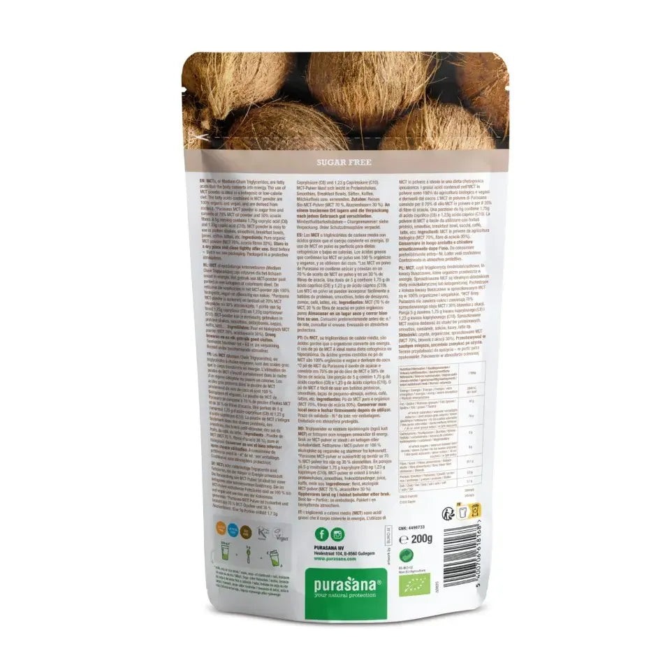 Purasana MCT olie poeder vegan bio 200 gram