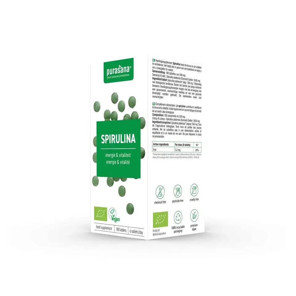 Purasana Spirulina 180 tabletten (afbeelding 5)