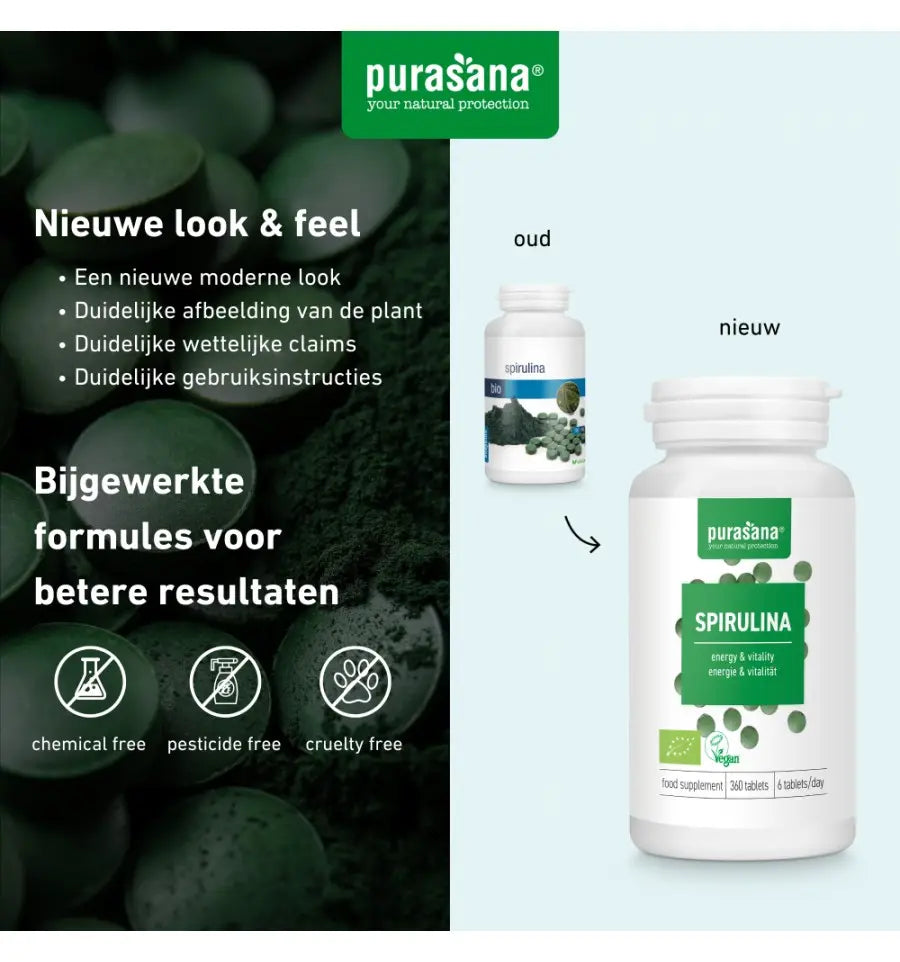 Purasana Spirulina 180 tabletten (afbeelding 7)