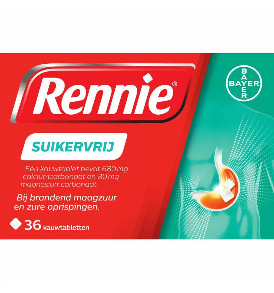 Rennie Suikervrij 36 kauwtabletten (afbeelding 1)