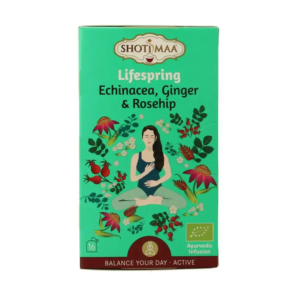 Shoti Maa Lifespring echinacea, ginger & rosehip 16 zakjes