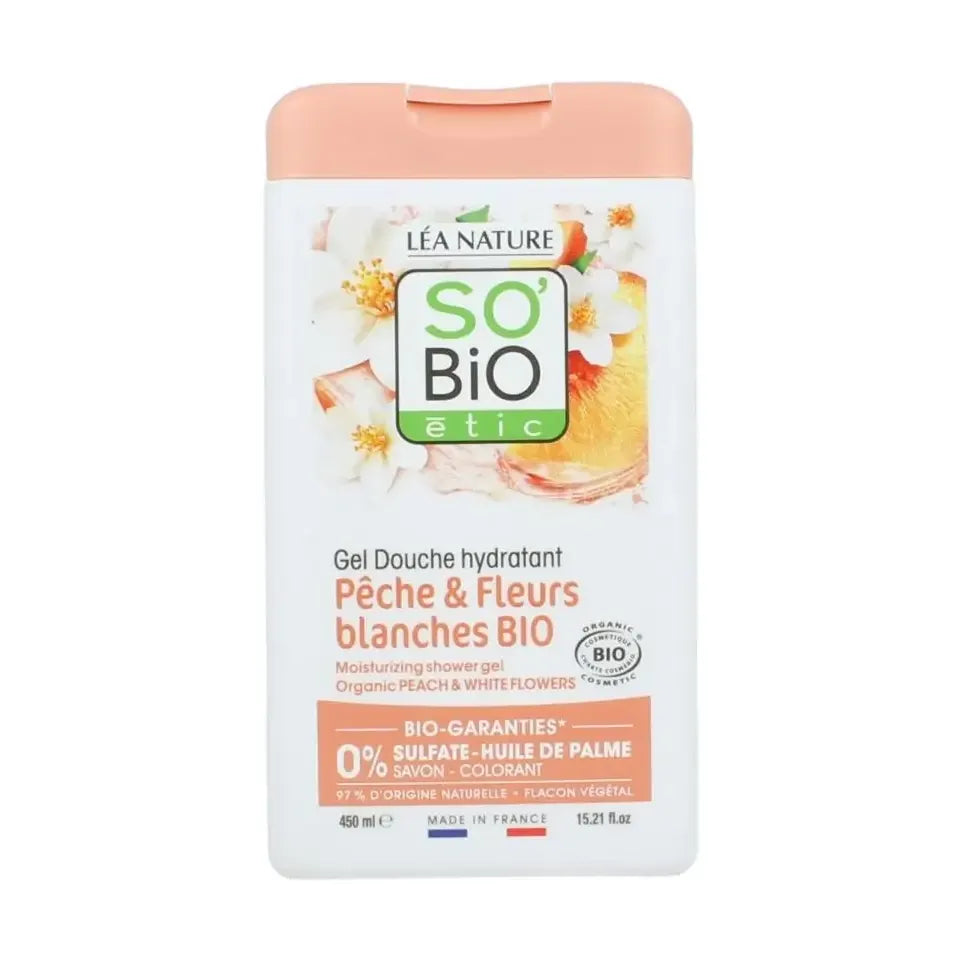 So Bio Etic Showergel peach & white flowers bio 450 ml