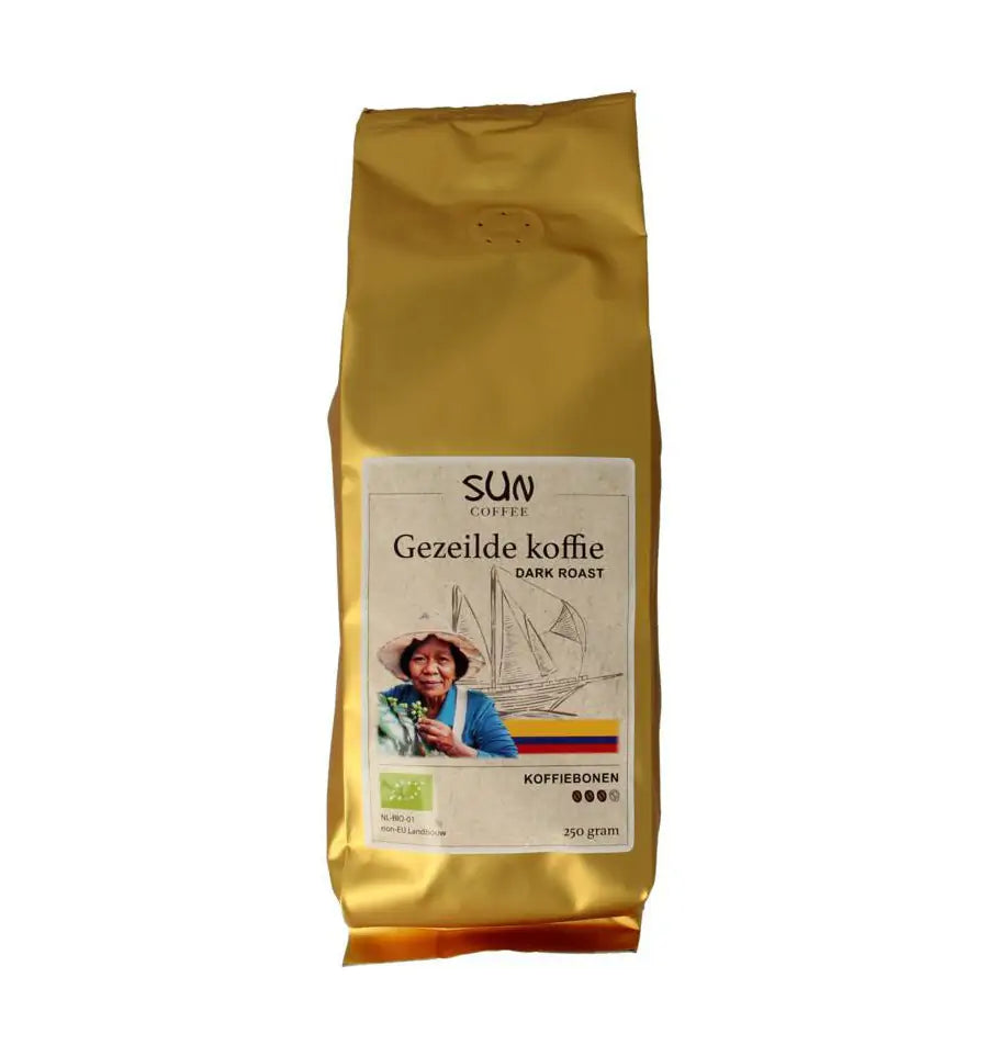 Sun Coffee Gezeilde koffiebonen dark roast 250 gram