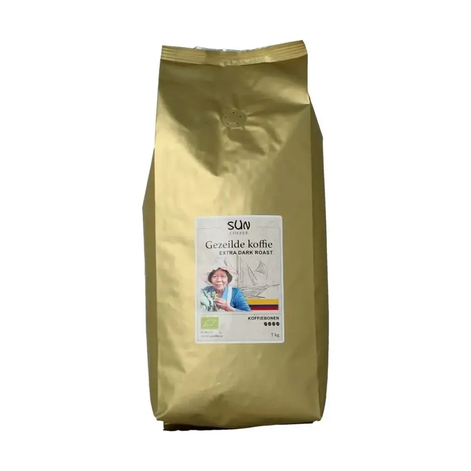 Sun Coffee Gezeilde koffiebonen extra dark roast biologisch 1 kg