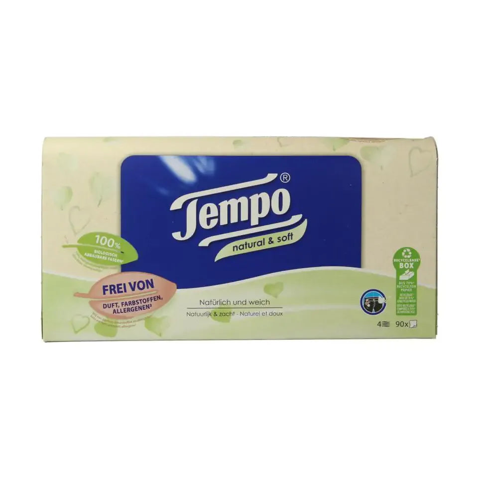 Tempo Tissue box natural & soft 4-laags 90 stuks