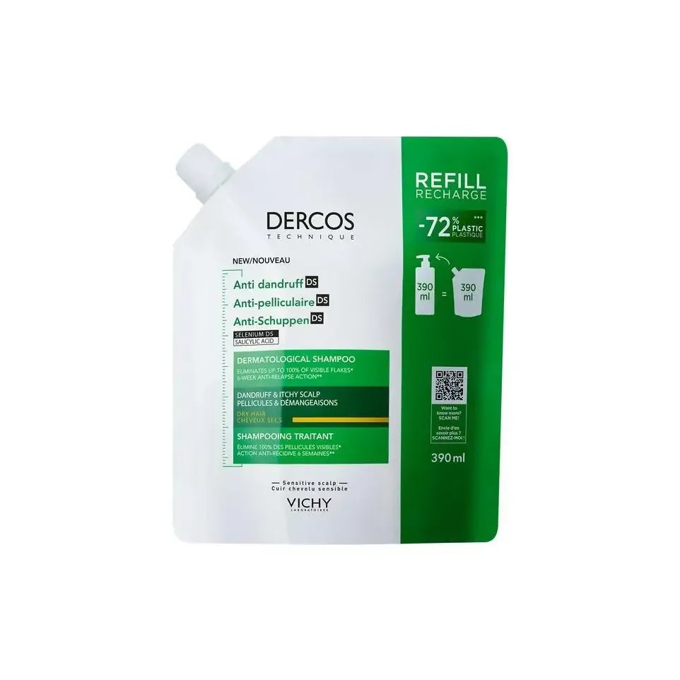 Vichy Dercos anti-roos shampoo droog haar navulling 390 ml