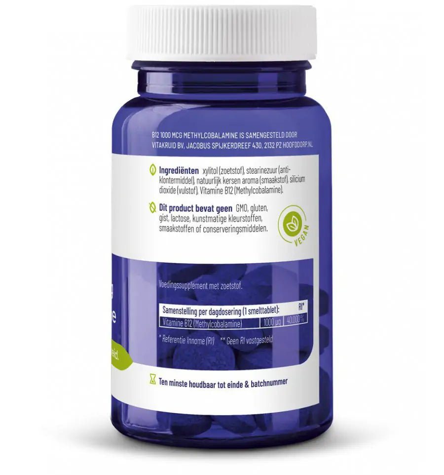 Vitakruid B12 1000 mcg methylcobalamine 90 tabletten (afbeelding 3)