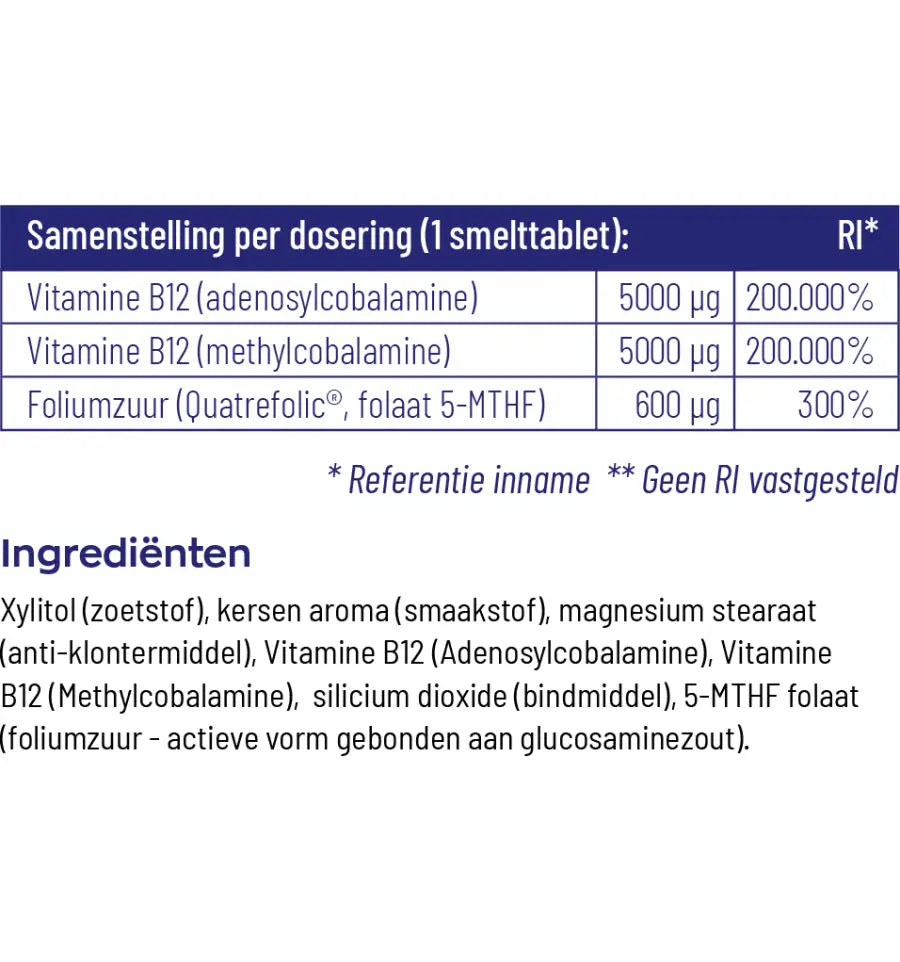 Vitakruid B12 Combi 10.000 met folaat 60 tabletten (afbeelding 4)