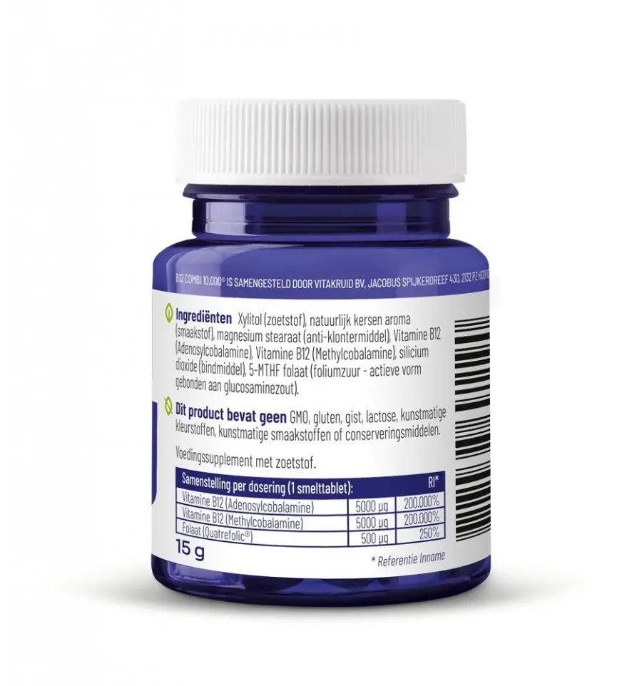 Vitakruid B12 Combi 10.000 met folaat 60 tabletten (afbeelding 3)