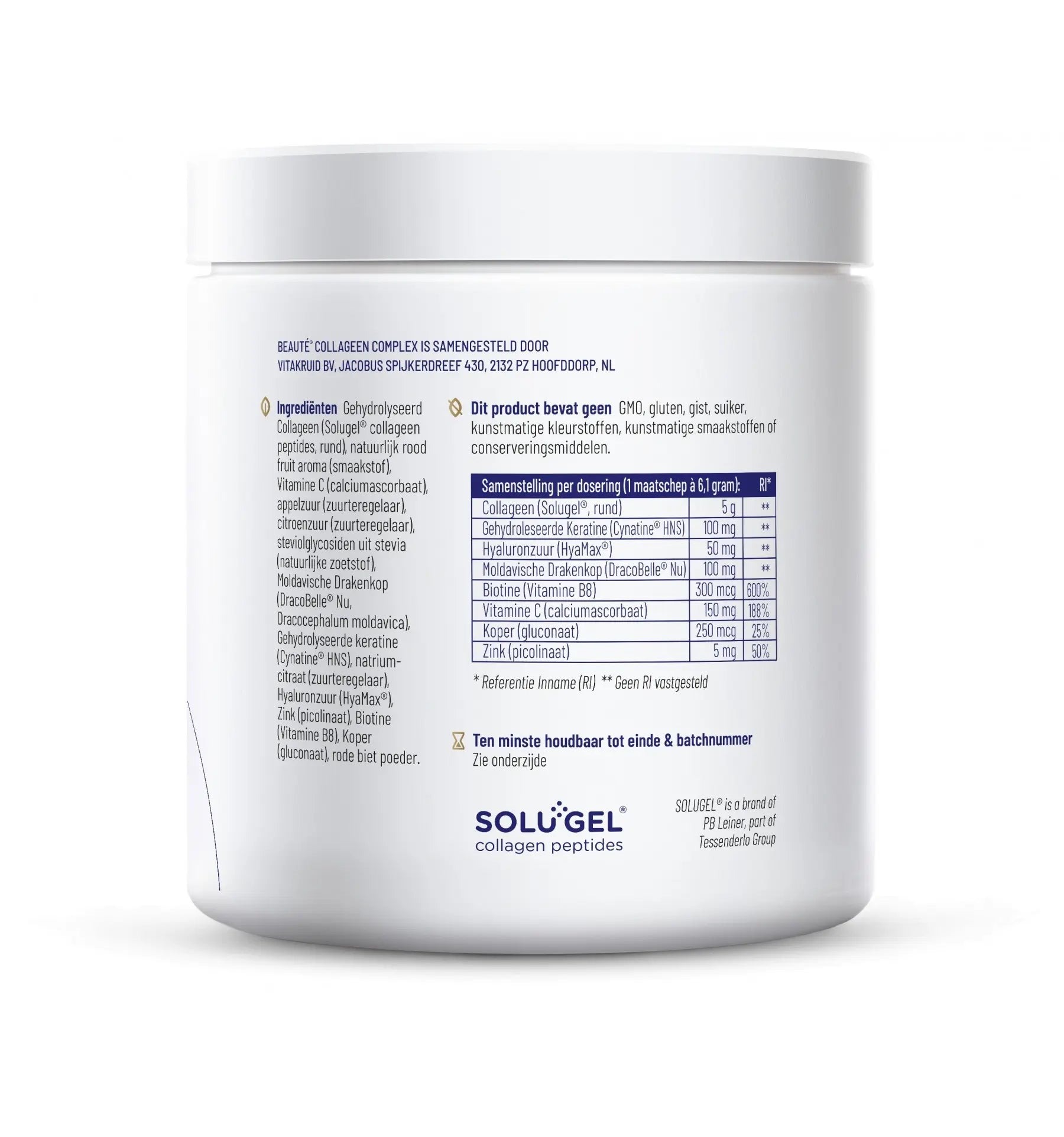 Vitakruid Beaute collageen rood fruit keratine 153 gram (afbeelding 2)