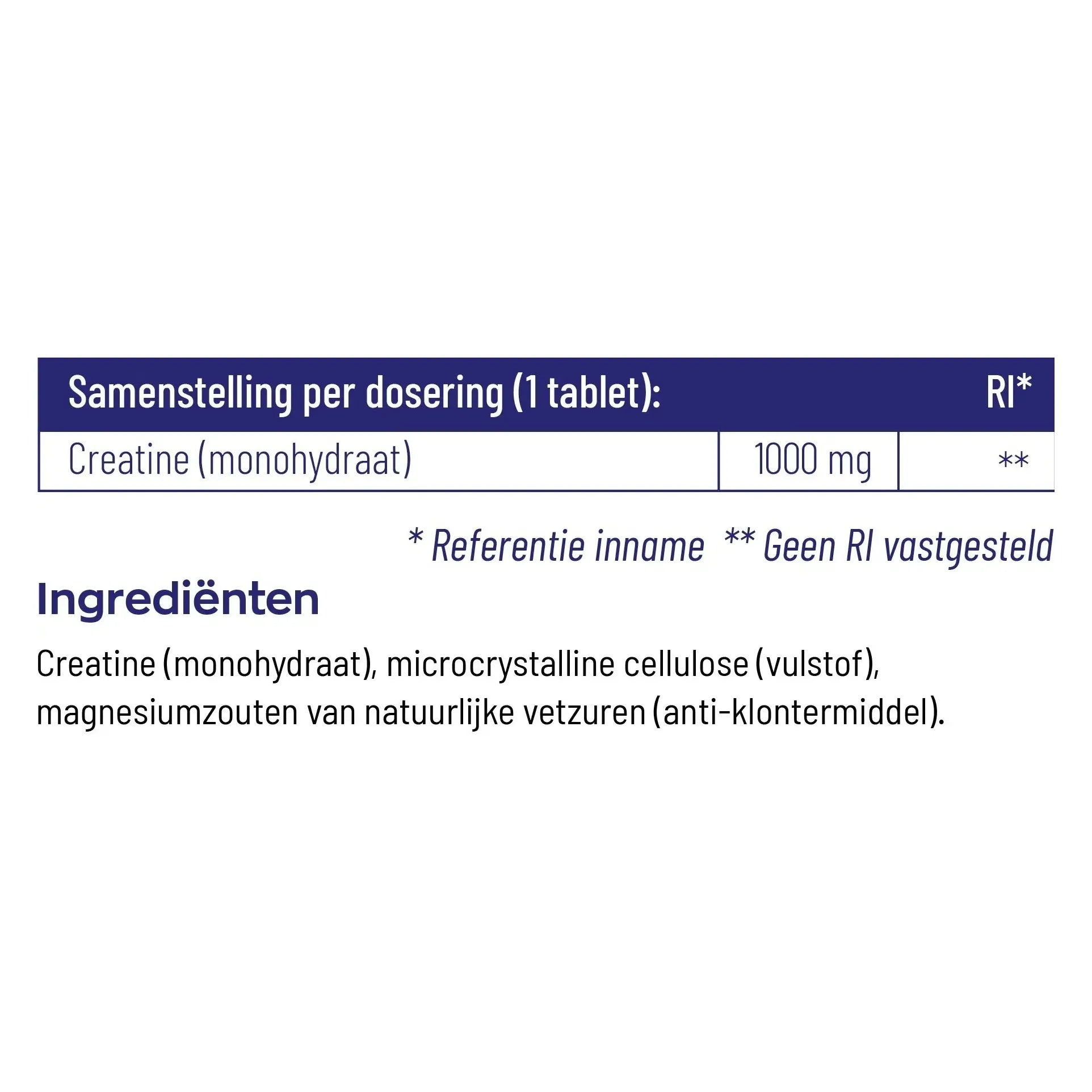 Vitakruid Creatine monohydraat 1000 mg 180 tabletten (afbeelding 4)