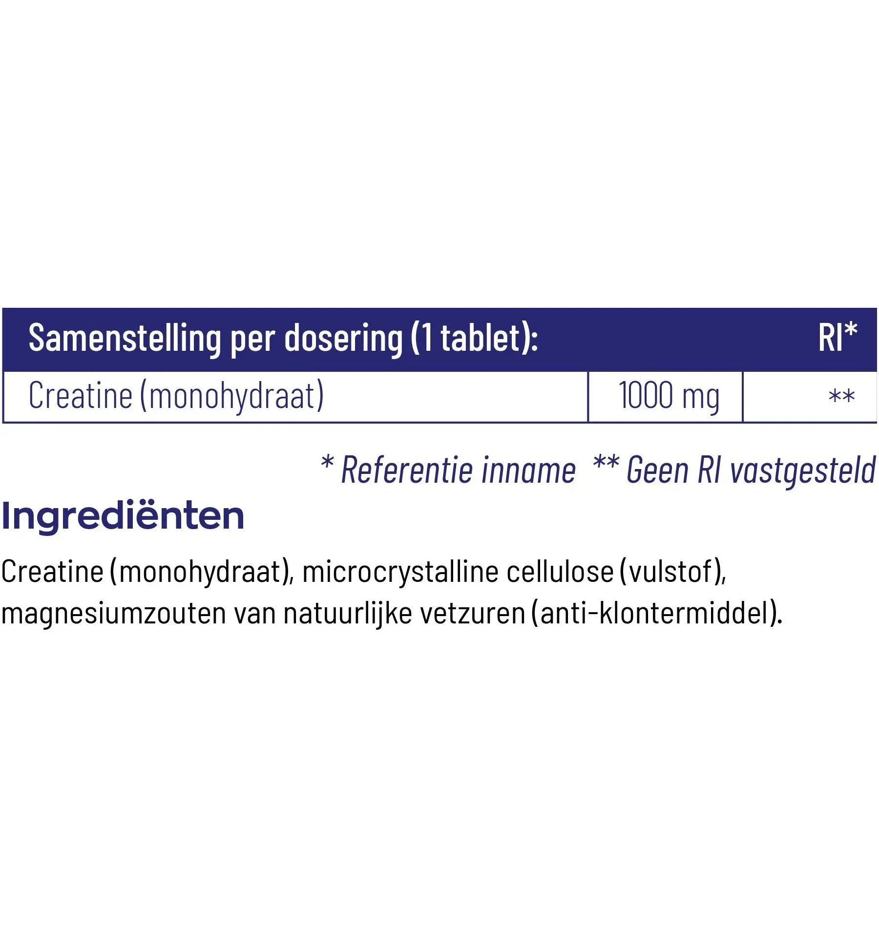 Vitakruid Creatine monohydraat 1000 mg 180 tabletten (afbeelding 4)