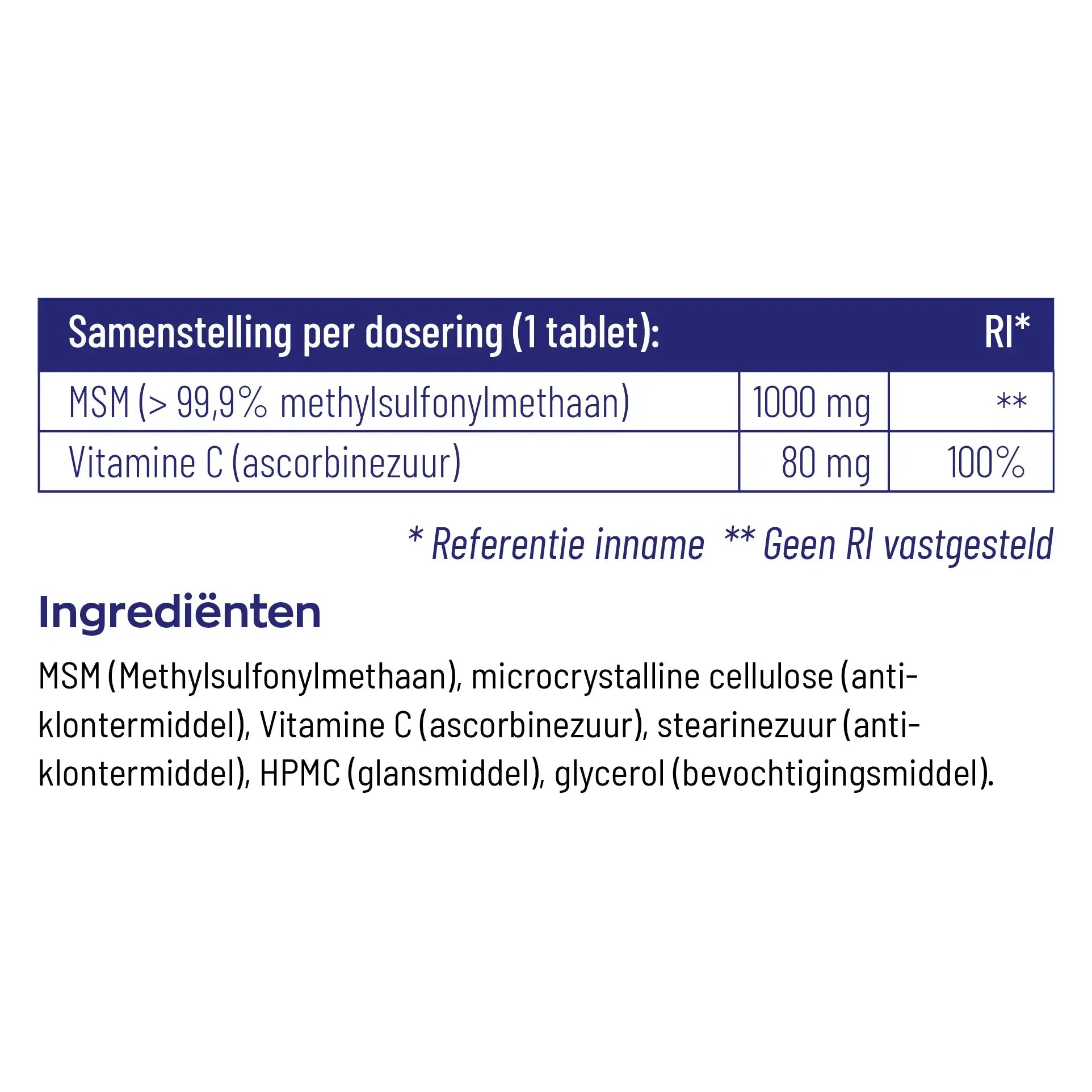Vitakruid MSM met Vitamine C 120 tabletten