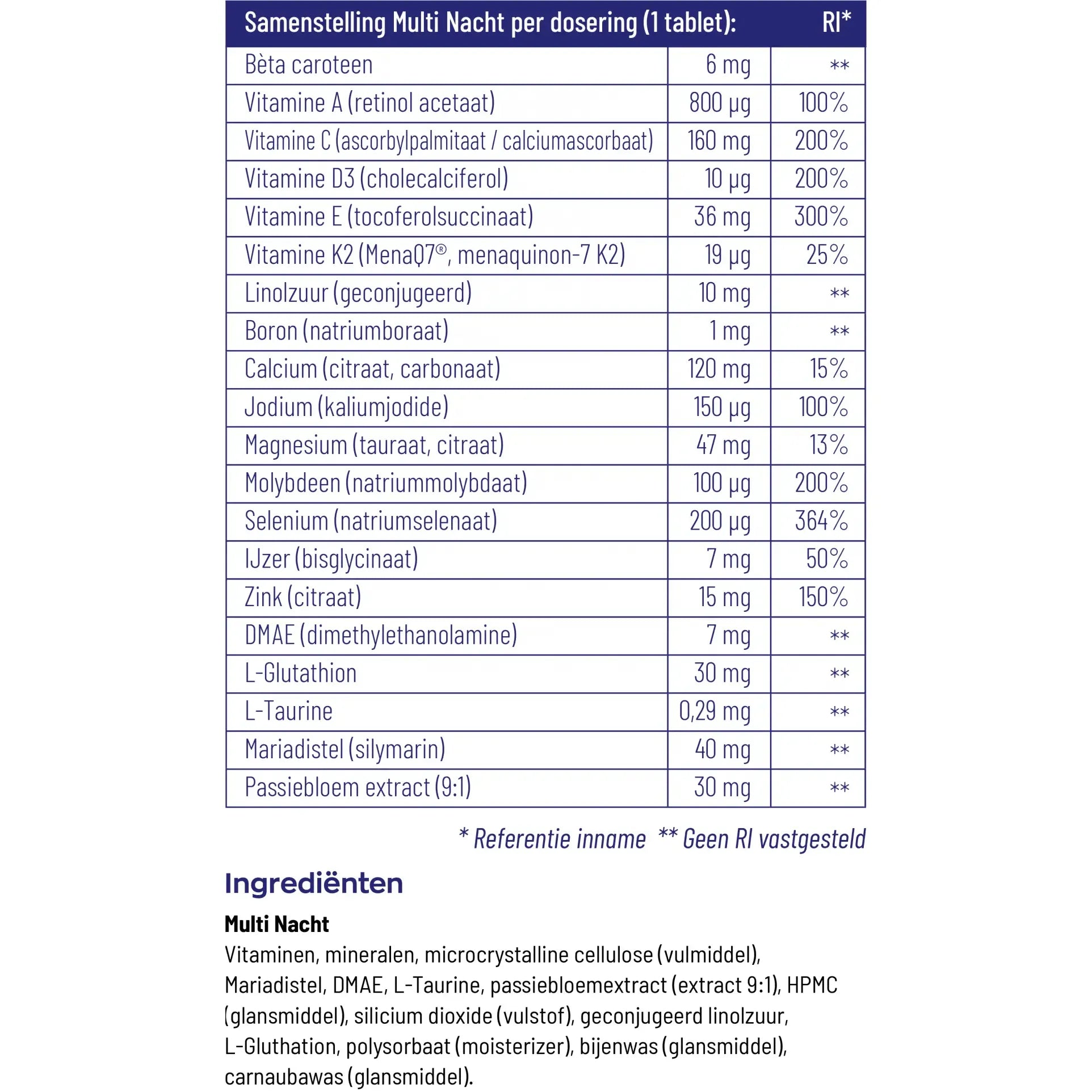Vitakruid Multi nacht 30 tabletten (afbeelding 4)