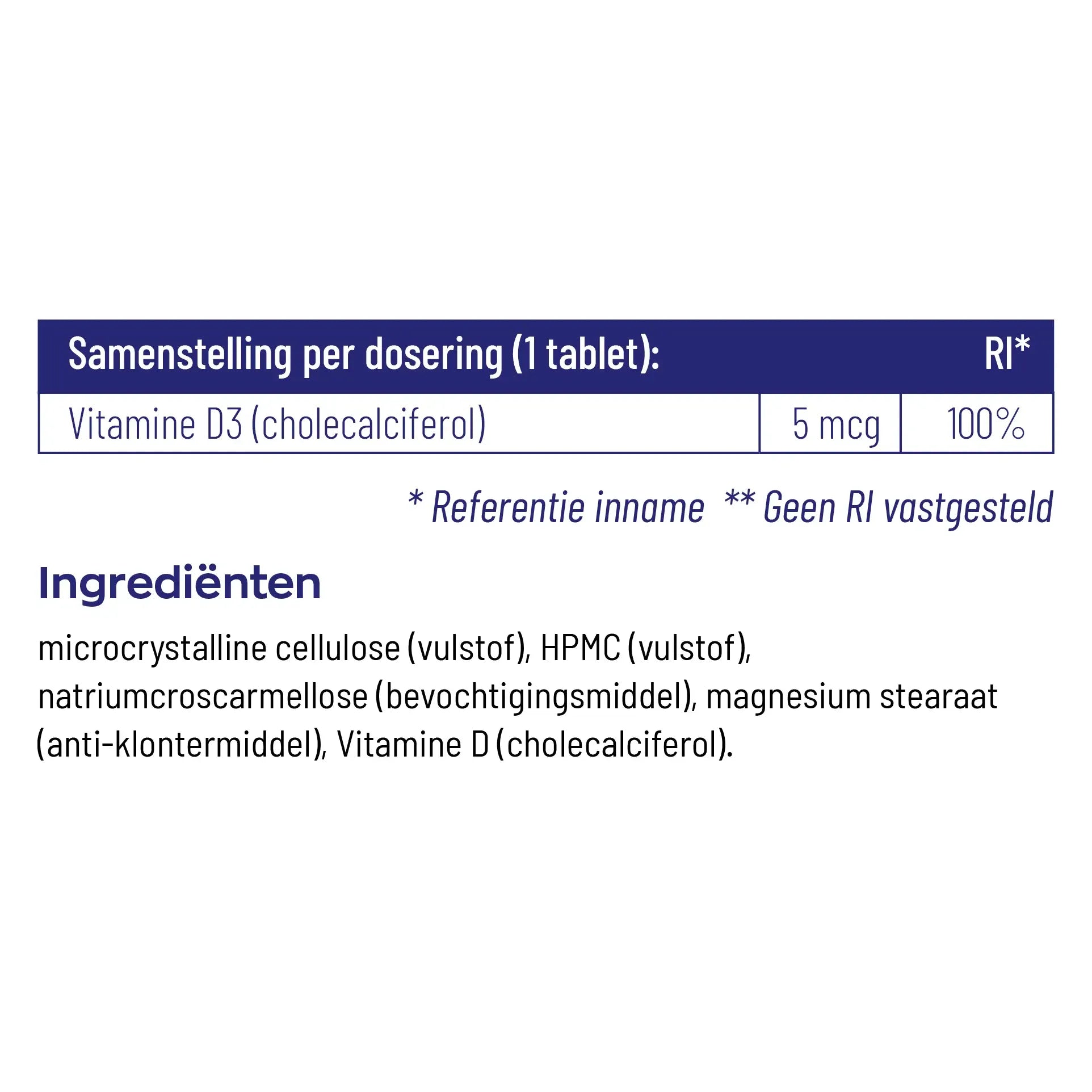 Vitakruid Vitamine D3 5 mcg 250 tabletten