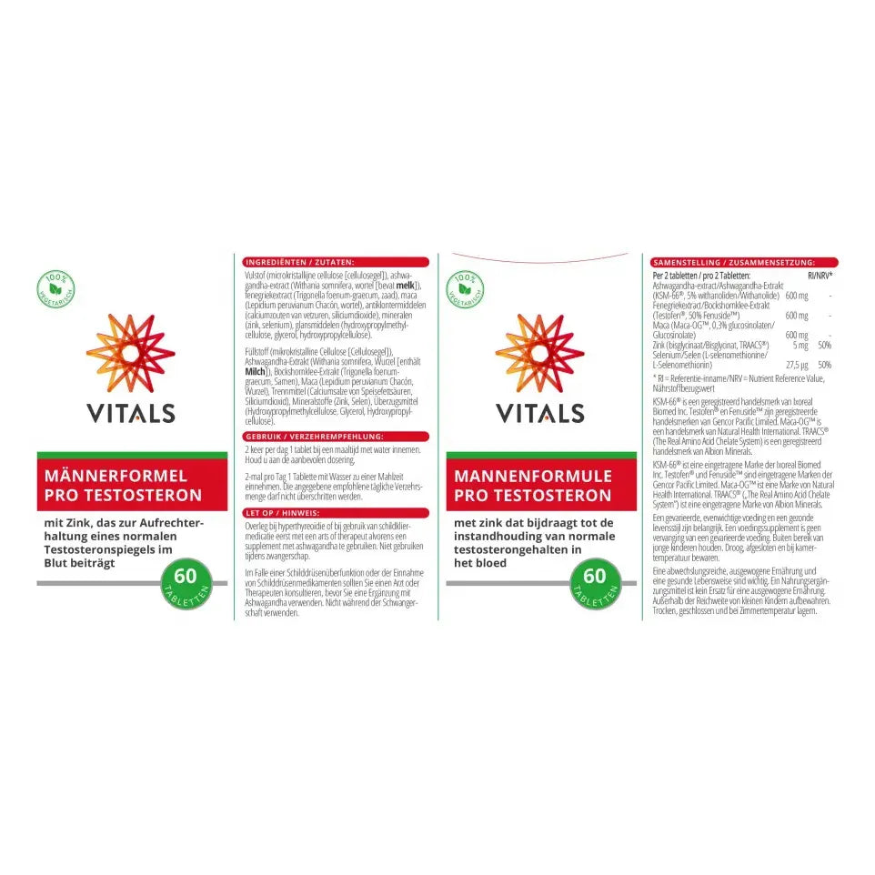 Vitals Mannenformule Pro Testosteron 60 tabletten
