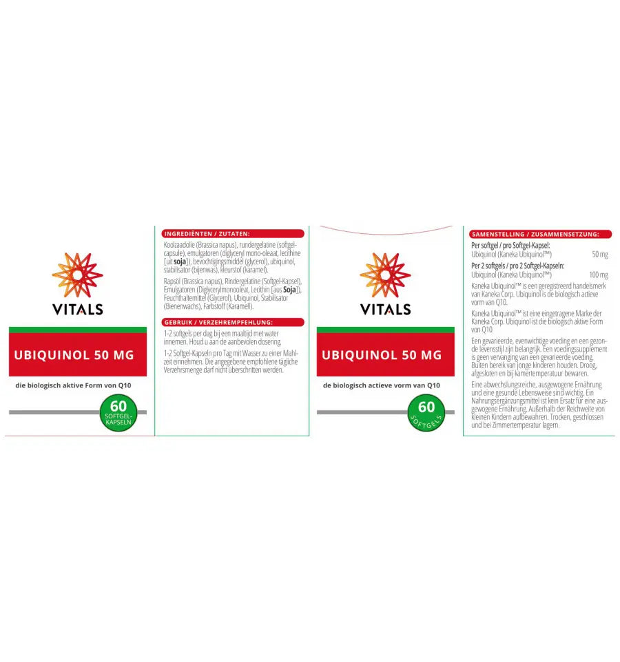 Vitals Ubiquinol 50 mg 60 softgels (afbeelding 4)