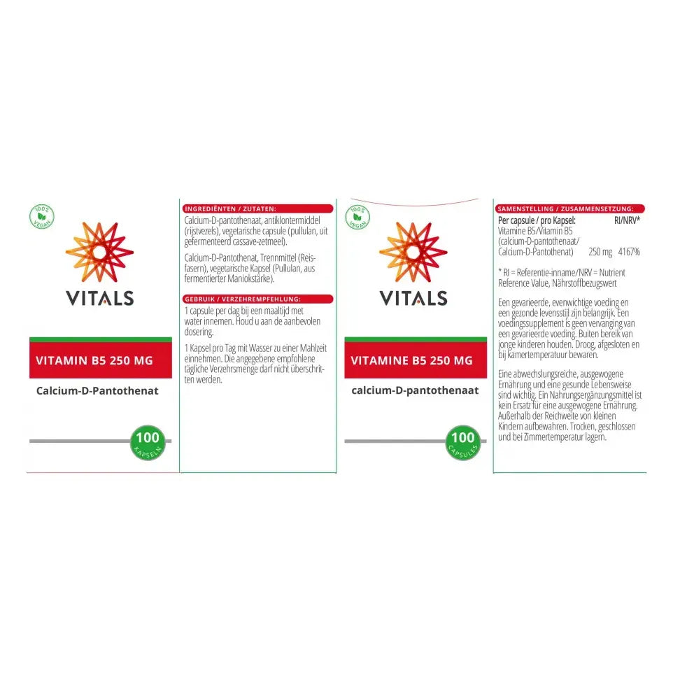 Vitals Vitamine B5 250 mg 100 capsules