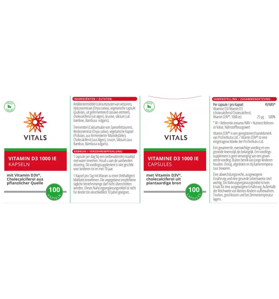 Vitals Vitamine D3 25 mcg 100 capsules (afbeelding 4)