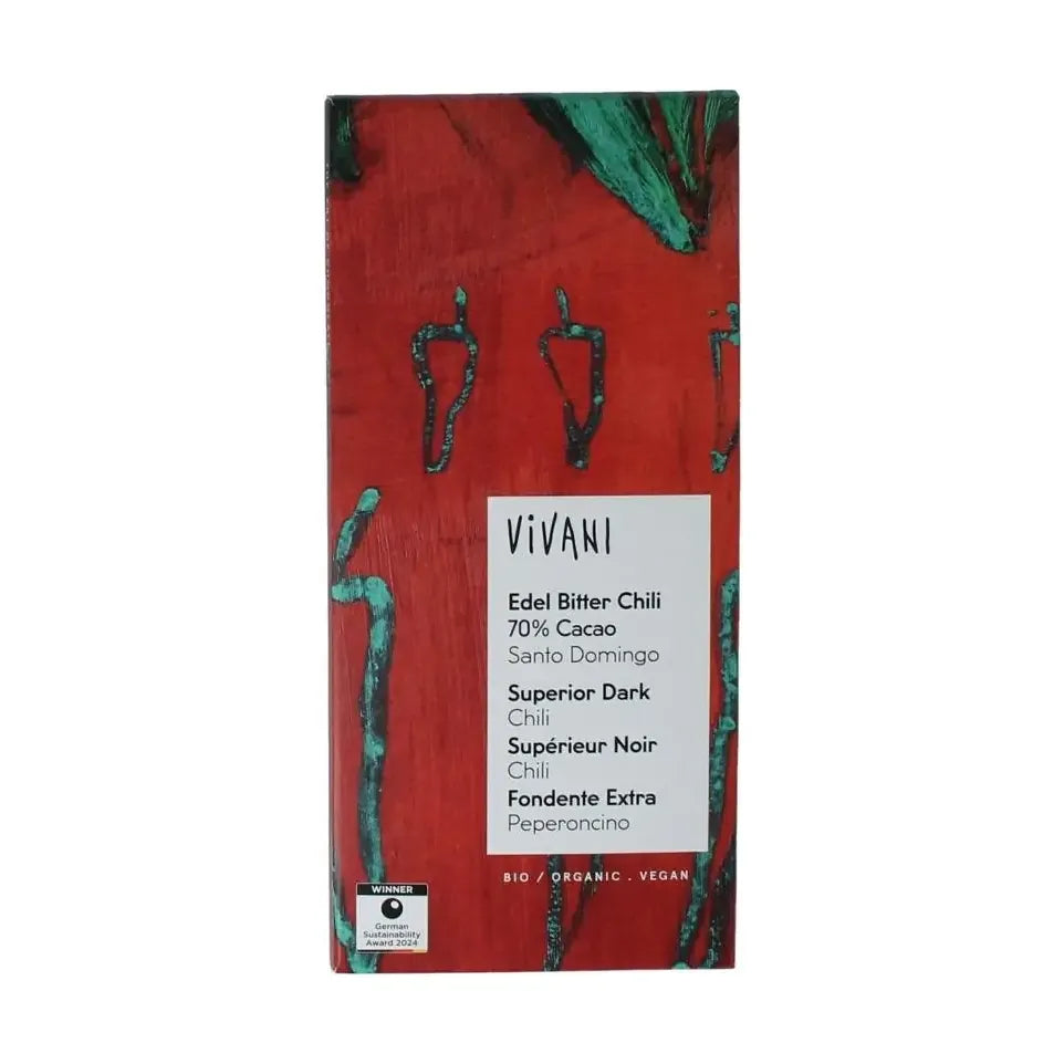 Vivani super dark chil 70% biologisch 80 gram