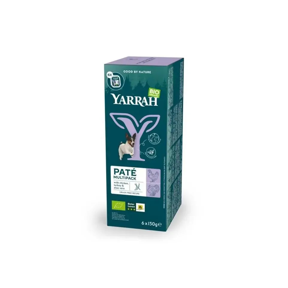 Yarrah Hondenvoer multipack pate kip en kalkoen biologisch 150 gram