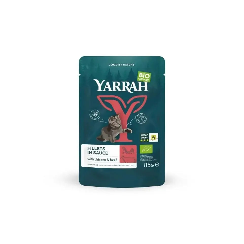 Yarrah Kat filets met rund in saus biologisch 85 gram